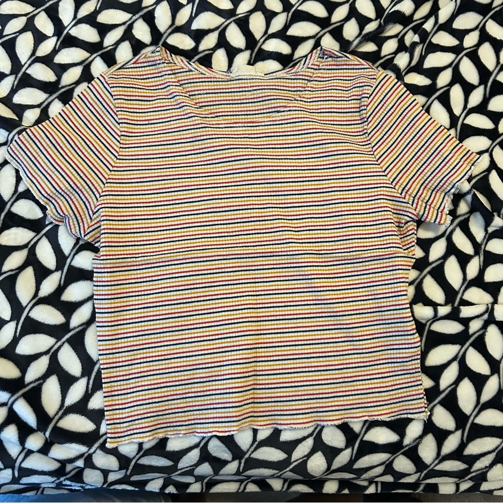 Pinc Striped T-Shirt with Multicolor Design